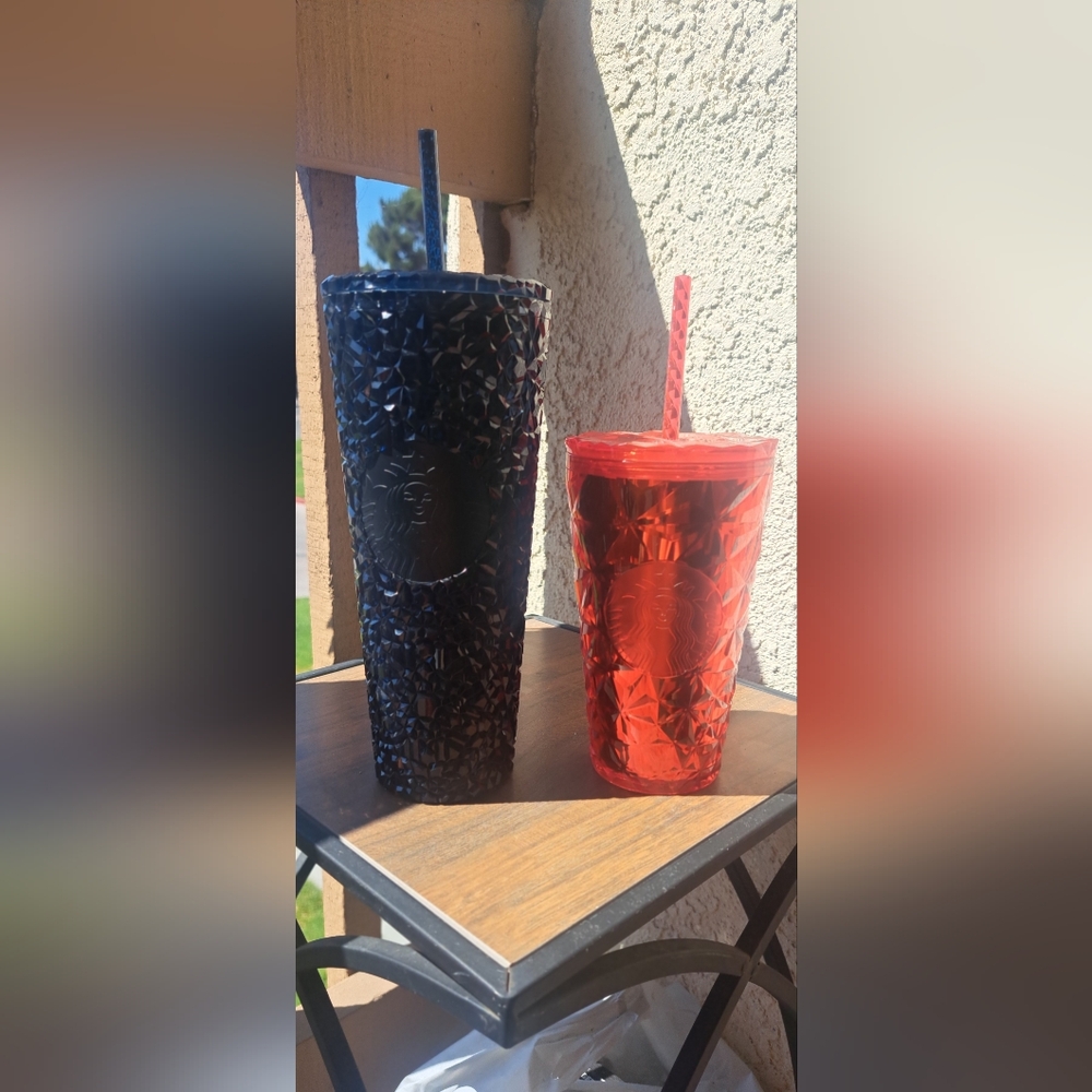 Starbucks Black (24 oz) and Red (20 oz)Textured Cups